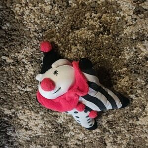Pansy Ellen Clown Baby Rattle 6" Plush 1991 Black & White Stripes Polka Dots